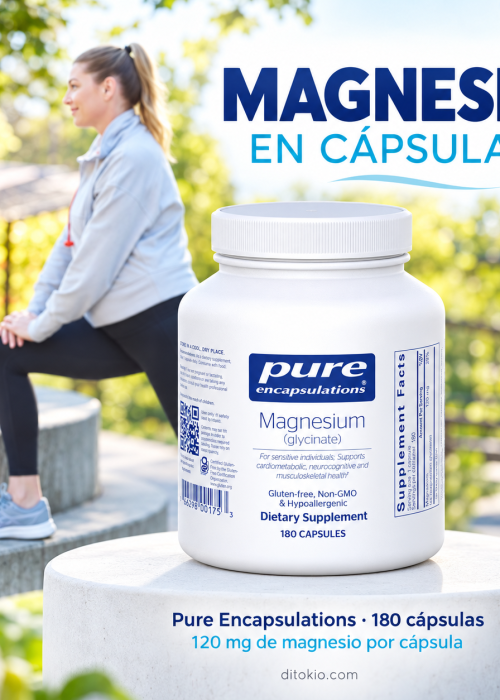 Magnesio glicinato Pure Encapsulations, 180 c&aacute;psulas, dise&ntilde;o para Ditokio