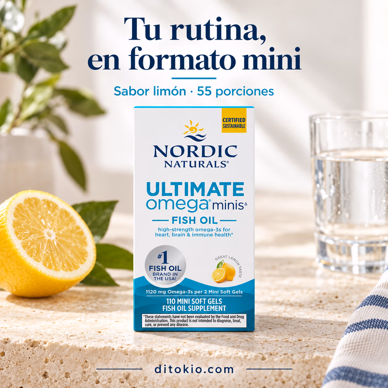 Omega-3 Nordic Naturals Ultimate Omega Minis – 110 cápsulas blandas, sabor limón - Imagen 3