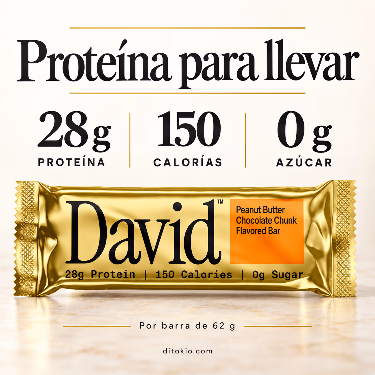Barra de proteína David Peanut Butter Chocolate Chunk – 62 g - Imagen 3