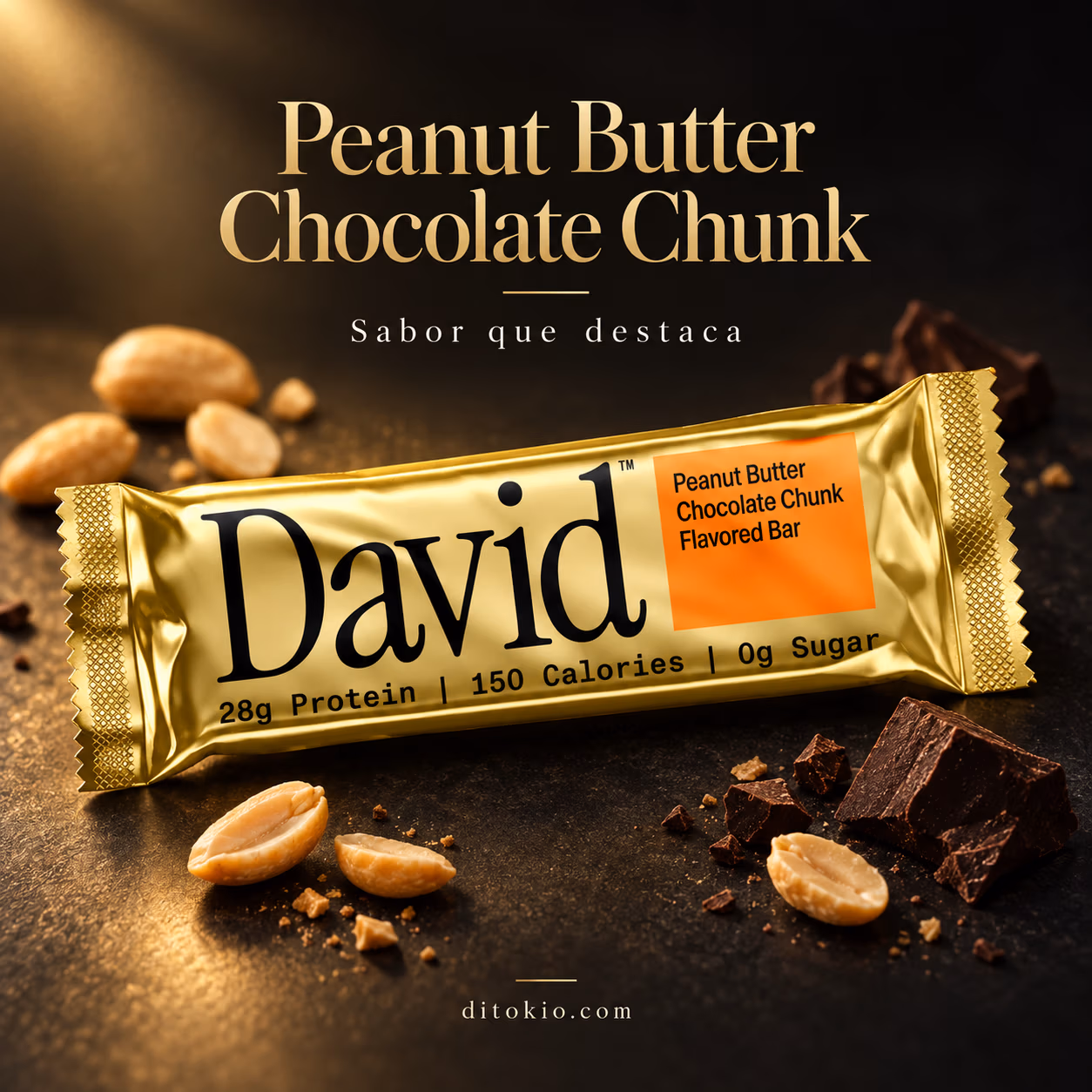 Barra de proteína David Peanut Butter Chocolate Chunk – 62 g - Imagen 2
