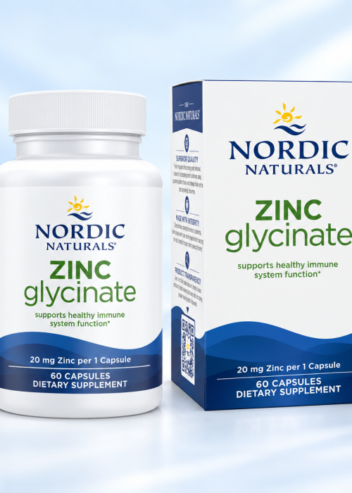 Zinc glicinato Nordic Naturals 20 mg, 60 c&aacute;psulas